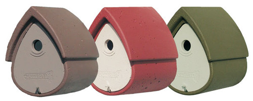 3 bird houses in a row