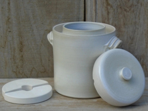 Traditional ceramic fermentation crock for fermented foods