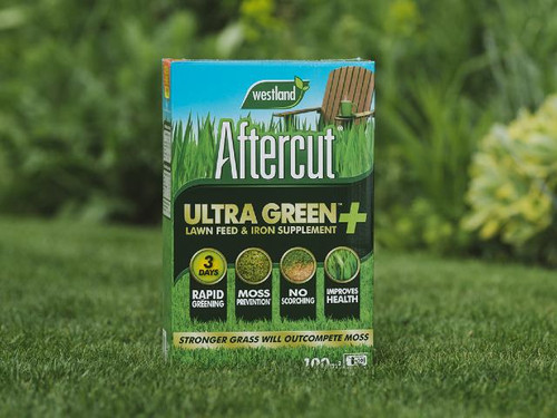 Aftercut Ultra Green Plus Lawn Feed & Iron Supplement from Westland feeds & conditions grass from root to tip