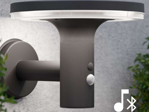 Blulite outdoor wall light with built in bluetooth speaker