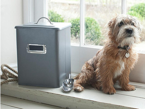 Charcoal dry pet food storage bin