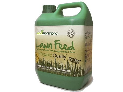 Ecowormpro Lawn Feed is a liquid which is extracted from wormcastings and concentrated to become a powerful liquid plant feed - front of pack