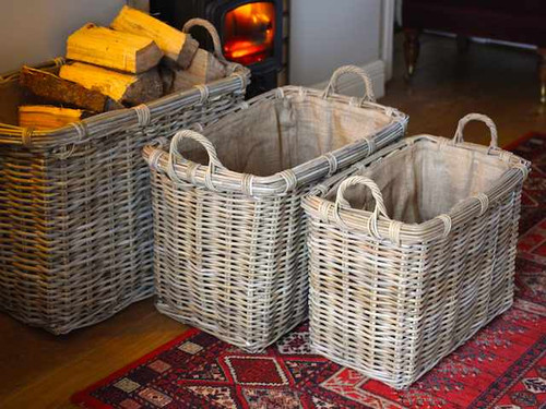 rectangular rattan baskets with handles and liner