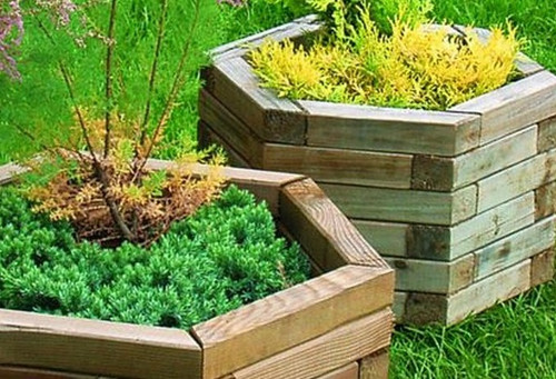 Hexagon shaped raised bed planter made out of timber