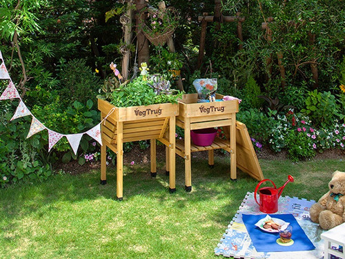 kids vegtrug planter in the garden