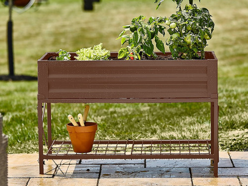 Metal raised planter in Timber Brown
