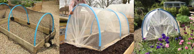 Raised bed mini polytunnels and cloche covers