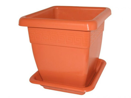 Square plasticotta planter pot for flowers or salads