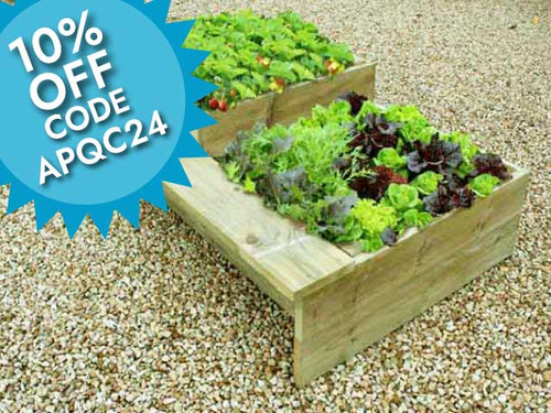 Premier 2 tier raised garden bed with bench seat