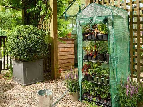 Protect your newly purchased plants or grow new seedlings in this space saving and robust semi-permanent Premium 4 Tier Compact Growhouse