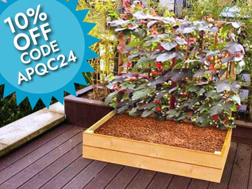 Quickcrop timber raised vegetable bed for climbing plants