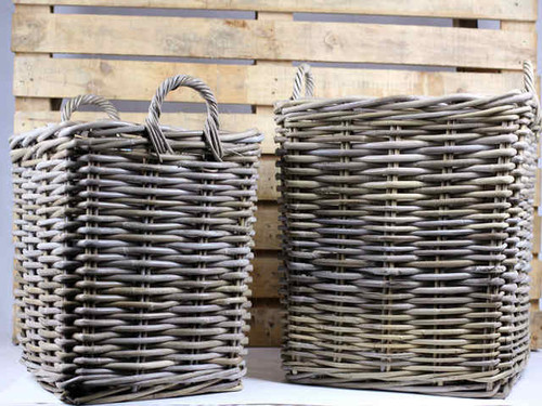 Wicker log baskets set of two
