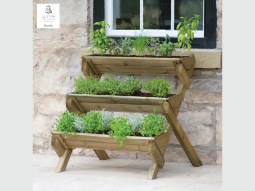 Stepped timber herb planter