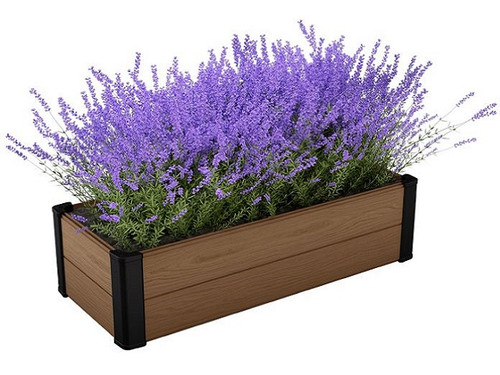 Maple rectangular raised bed filled with flowers