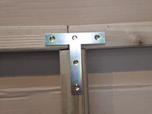 T Bracket to join joists to front and back timbers in longer mini polytunnels