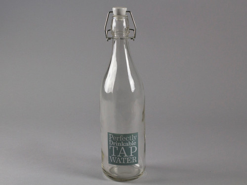 reusable glass tap water bottle