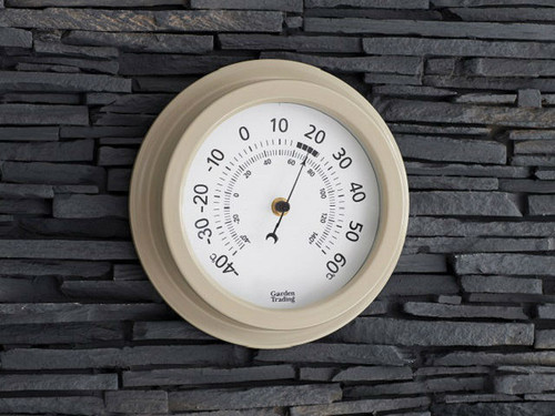 The Tenby thermometer in clay coloured powder coated steel