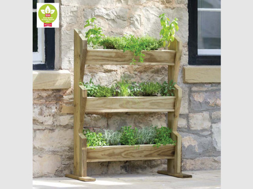 Vertical timber herb wall planter